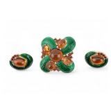 Trifari Brooch and Earrings