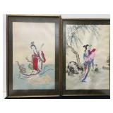 Pair of Japanese Watercolors of Women