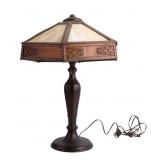 Art Deco Two-Tone Slag Glass Table Lamp