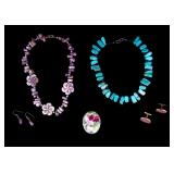 Rhodonite Necklace Set, Howlite Onyx Bead Necklace