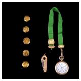 Illinois Pocket Watch, Buttons, Cigar Cutter