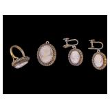 Victorian .800 Silver Shell Cameo Jewelry Set