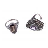 Art Deco Sterling Amethyst, Sterling Citrine Rings