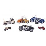 Model Motorcycles (6) w/ Harley Davidson