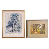 2 Watercolors, Landscape / Forest Scene