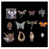 Vintage Brooches Including Jonnette Jewelry