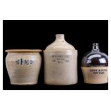 Early Marked Stoneware Vessels (3) Crock, Jugs