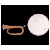 Early Copper Bugle and Tambourine