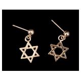 Star of David 14K Yellow Gold Drop Earrings