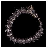 Sterling Dragon Segmented Bracelet, Blue Eyes