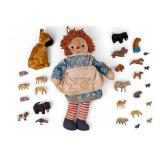 Early Raggedy Anne, Mohair Dog, Other Figurines
