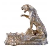 Art Deco Cast Metal Lion Lamp Base