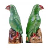 Chinese Porcelain Handpainted Parrots (2 Pc.)