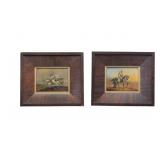 Arab Oil on Board Paintings, Battle Scenes (2 Pc.)