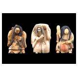 Asian Carved Nat. Material Netsuke Figures (3 Pc)