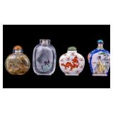 Four Asian Snuff Bottles, Reverse Paint, Early
