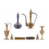 Etched Brass Surahi, Vases, and Boxes