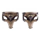Painted Metal Blackamore Wall Shelf Pair