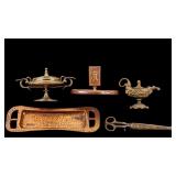 19th C Brass and Copper Ashtrays and Censers