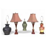 Pair of Neoclassical + 3 Art Lamps (5 Pc.)