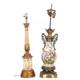 2 Vintage Lamps w/ Cherubs, Hand Painting
