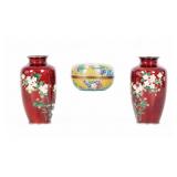 Cloisonne Red Vases, Trinket Box