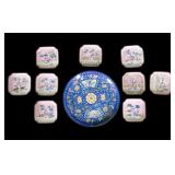 Chinese Cloisonne Plate & Saucers (10 Pc.)