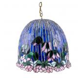 Vintage Stained & Slag Glass Hanging Light