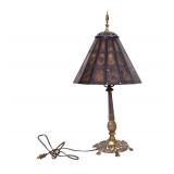 Mid Century Brass Lamp with Mica Shade