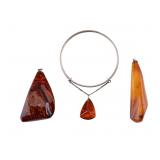 Natural Amber Pendants, Silver Amber Bracelet