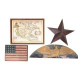 Americana Wall Decor, Map, Eagle, Star