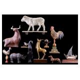 Animal figurine Grouping, Metal Boat, more (11 Pc)