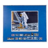 Paul Calle (Am, 1928-2010) Framed Litho and Stamps