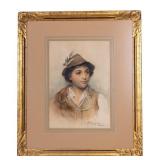 Augusto Bompiani (1851-1930) Watercolor Portrait
