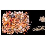 Large Assortment of Beads, Brown Orange White
