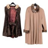 Vintage Fur Collared Velvet Cape, Coat