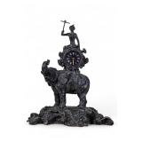 Maitland Smith Bronze Clock w/Monkey, Elephant