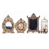 Gilded Iron & Brass Frames & Birdcage Music Box
