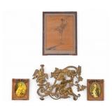 Art Nouveau Plaque and Other Vintage Frames