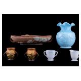 Roseville Pottery, Monax, and Fenton Glass