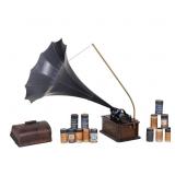 Edison Standard Phonograph, Amberols, and Horn