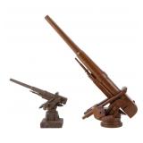 Wooden Carved 8mm Flak Gun Replicas (2)