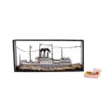 Antique Steamer Ship Model Shadowbox