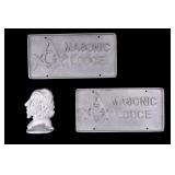 Masonic Lodge Plaques and Freudian Bust Relief