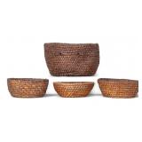 19th C Woven Split Oak and Rye Baskets
