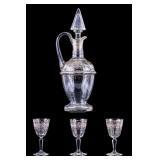 Bohemian Hand Painted Decanter & Cordial Glasses