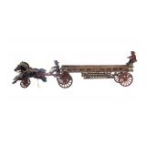 Cast Iron Vintage Fire Engine w/ Wood Ladder