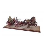 Antique Cast Metal Three-Horse Fire Engine Model