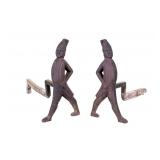Antique Hessian Soldier Iron Fireplace Andirons