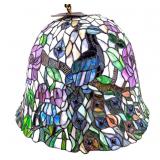 Vintage Stain and Slag Glass Hanging Light